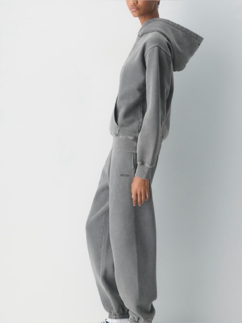 Aritzia Sweatfleece Mega Fit Gray Hooded Sweatshirt extra small